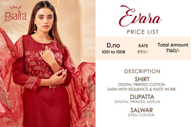 Evara By Esaira Cotton Satin Printed Dress Material Exporters In India